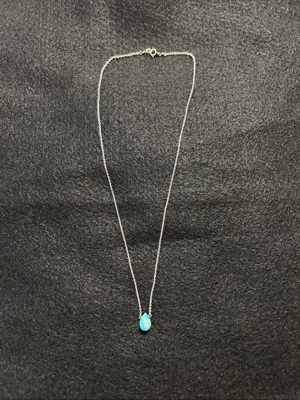 Dogearred Sterling silver/genuine turquoise “water drop” necklace